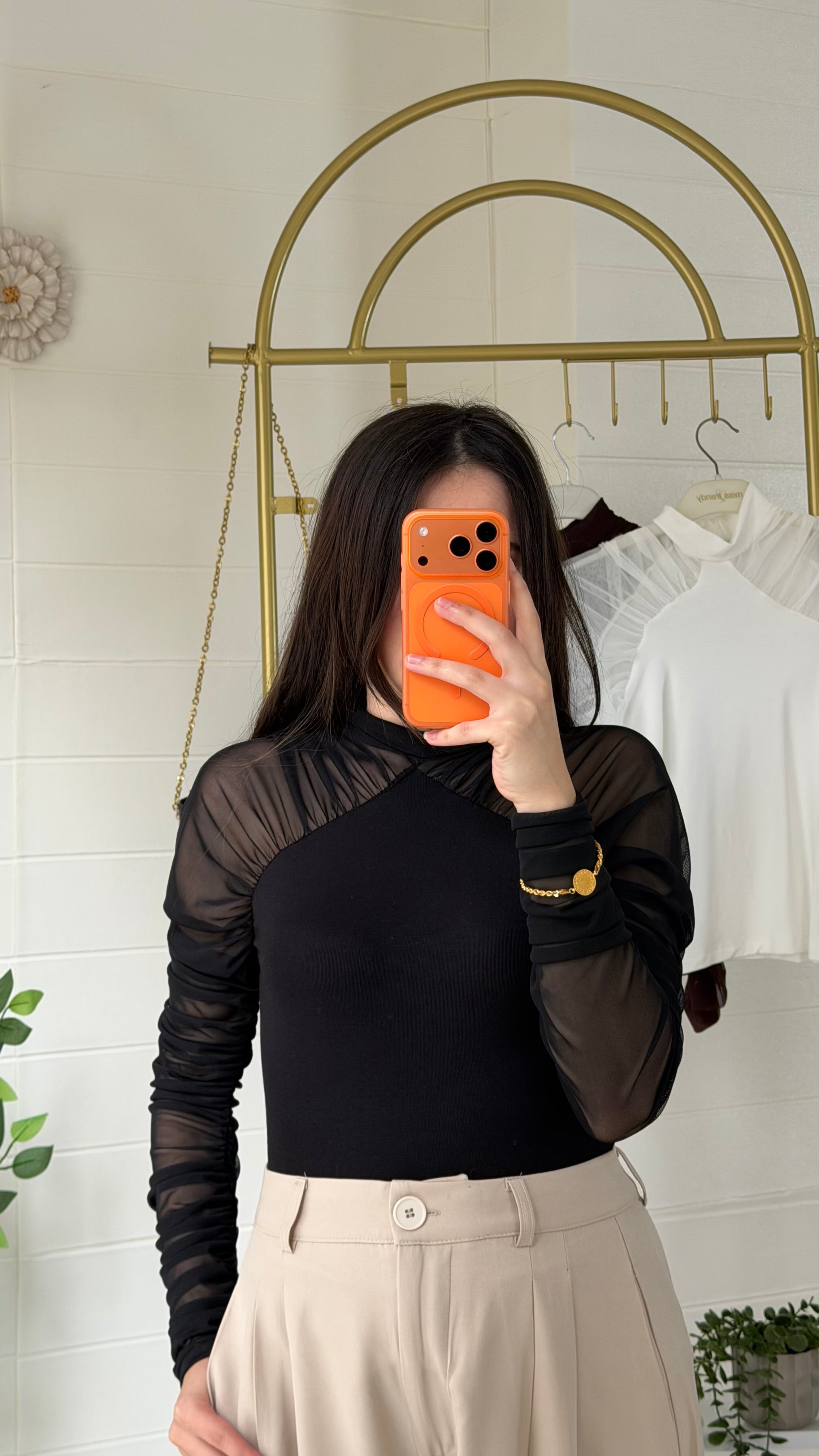 Kolları Tül Ribana Bluz