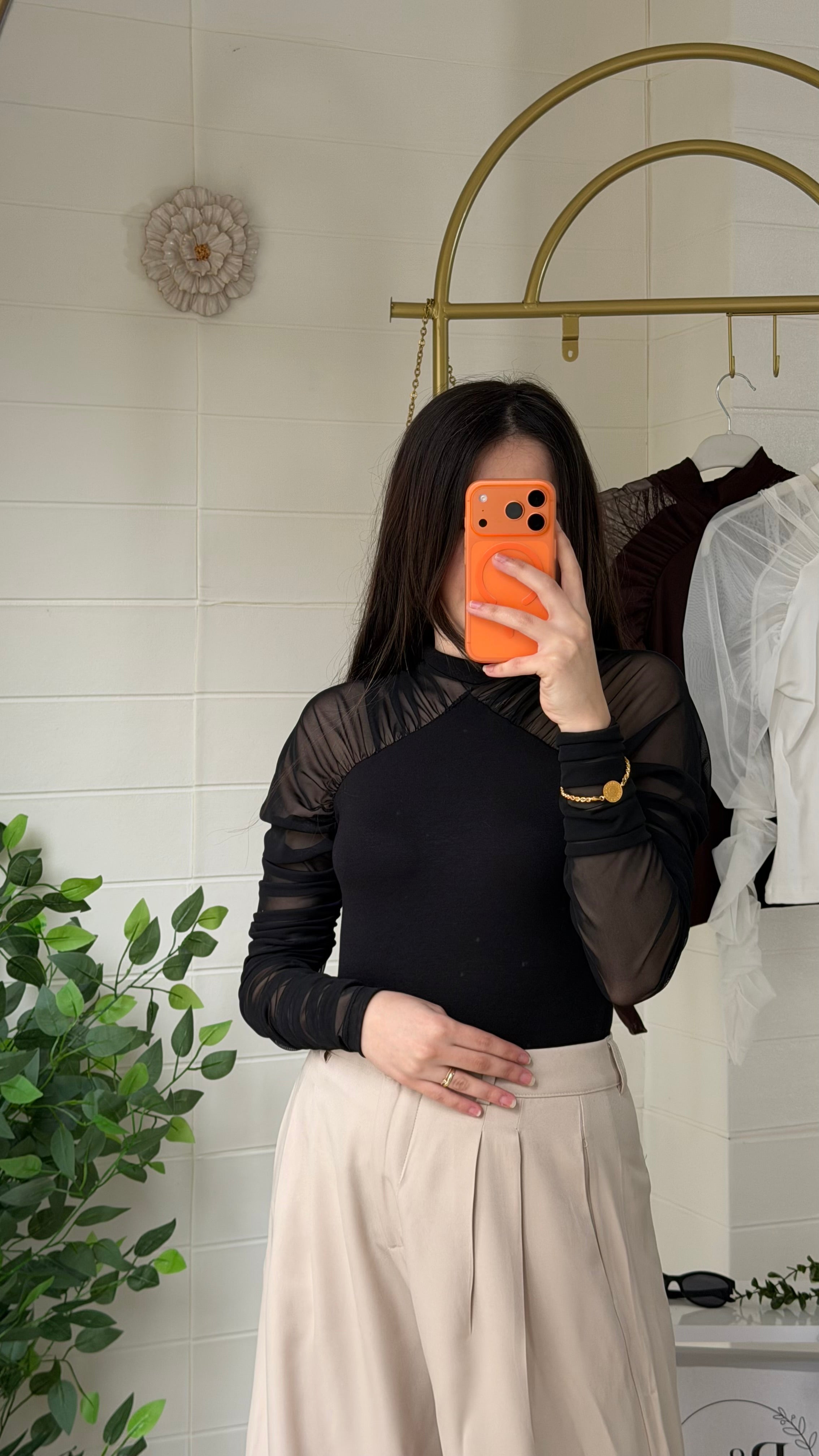 Kolları Tül Ribana Bluz