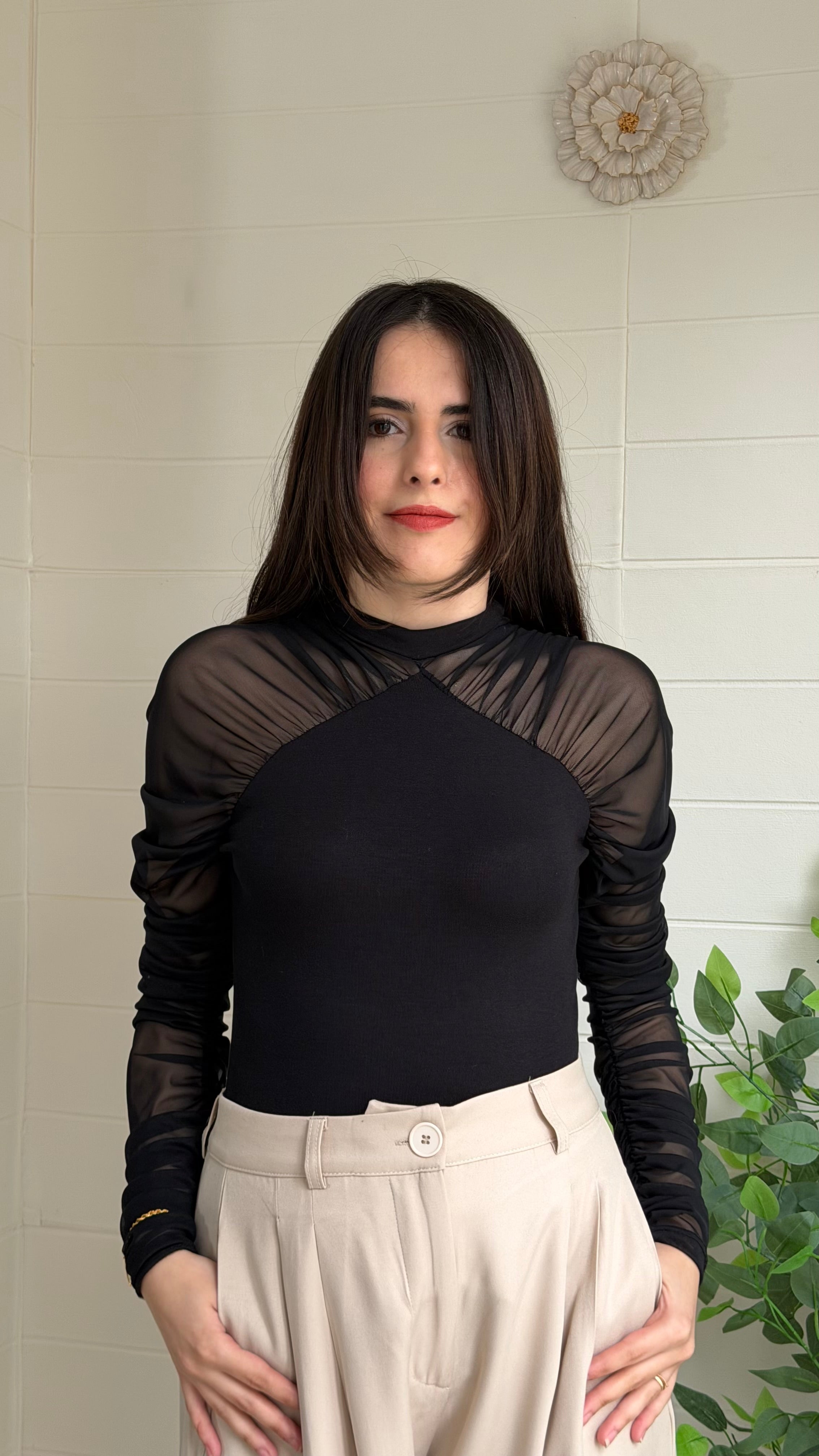 Kolları Tül Ribana Bluz