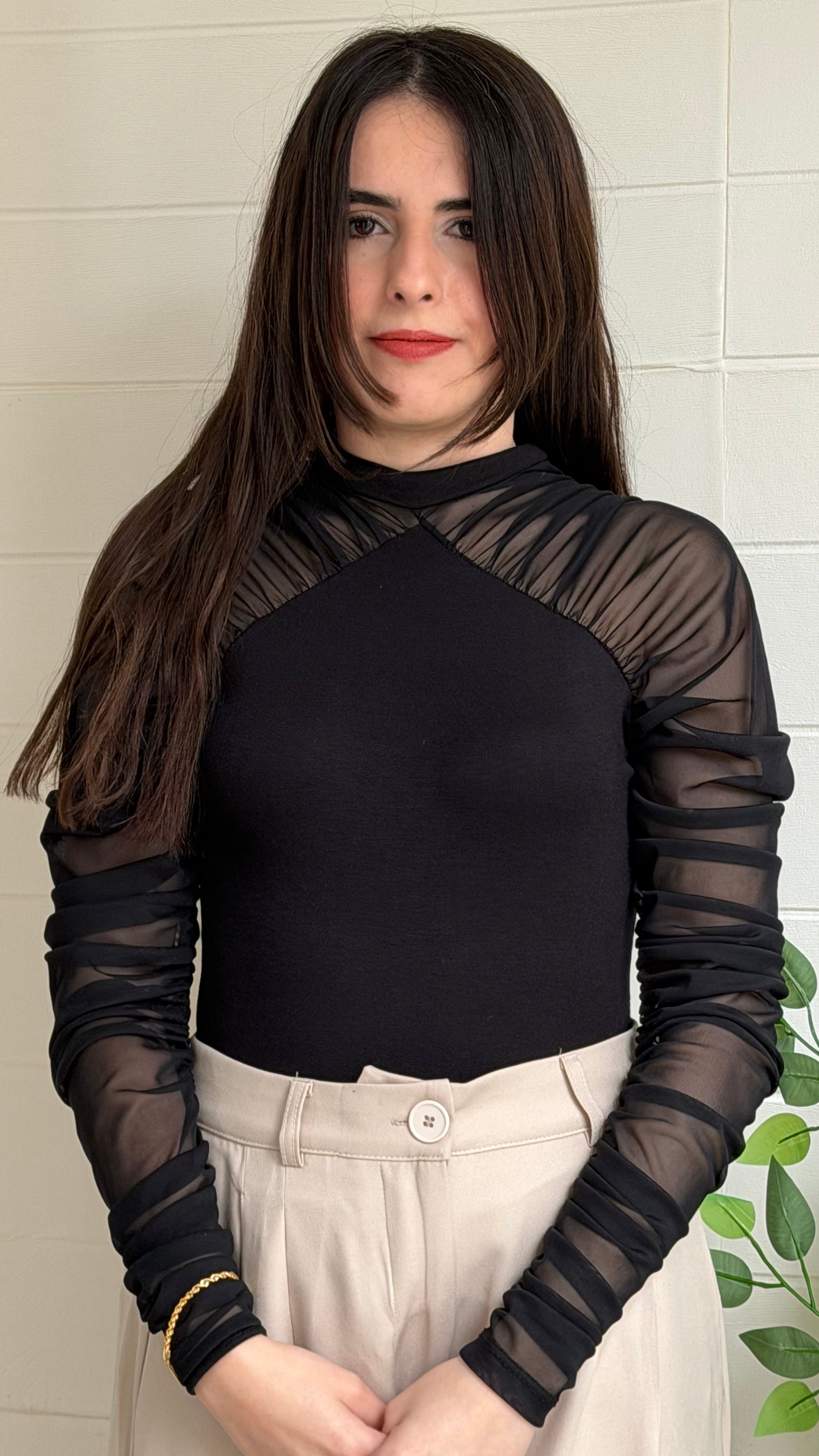 Kolları Tül Ribana Bluz