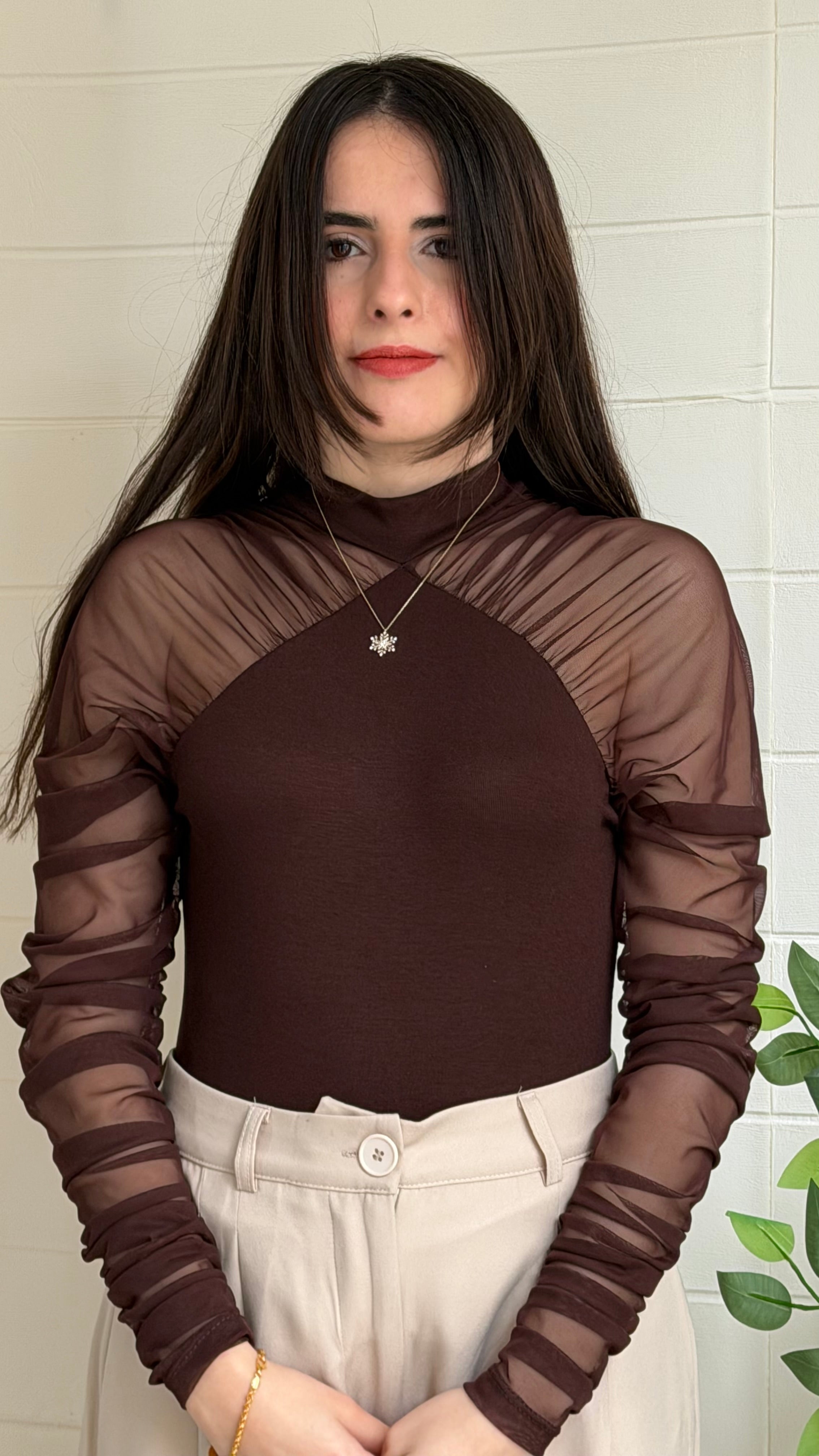 Kolları Tül Ribana Bluz