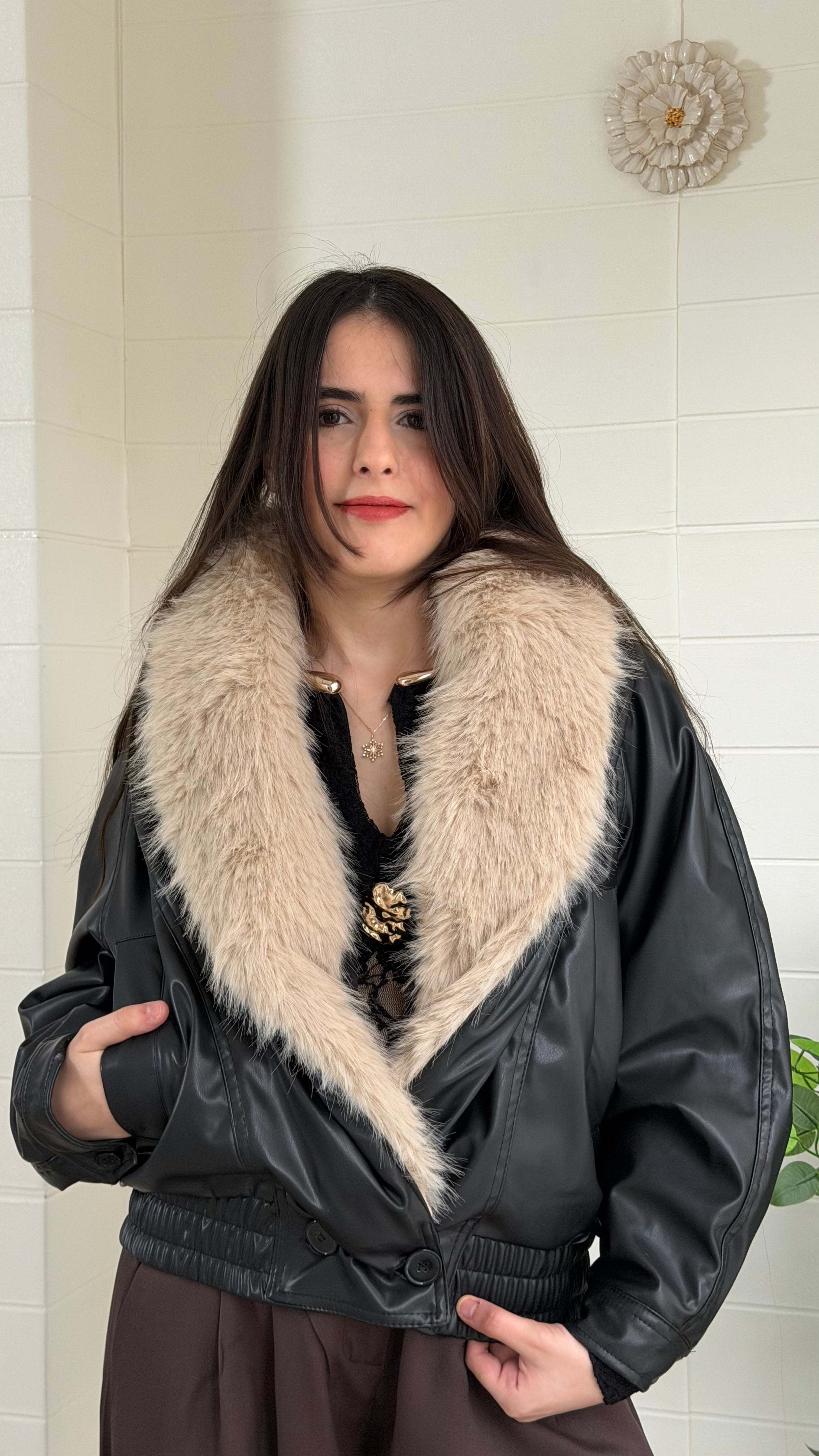 Yakası Kürklü Mont