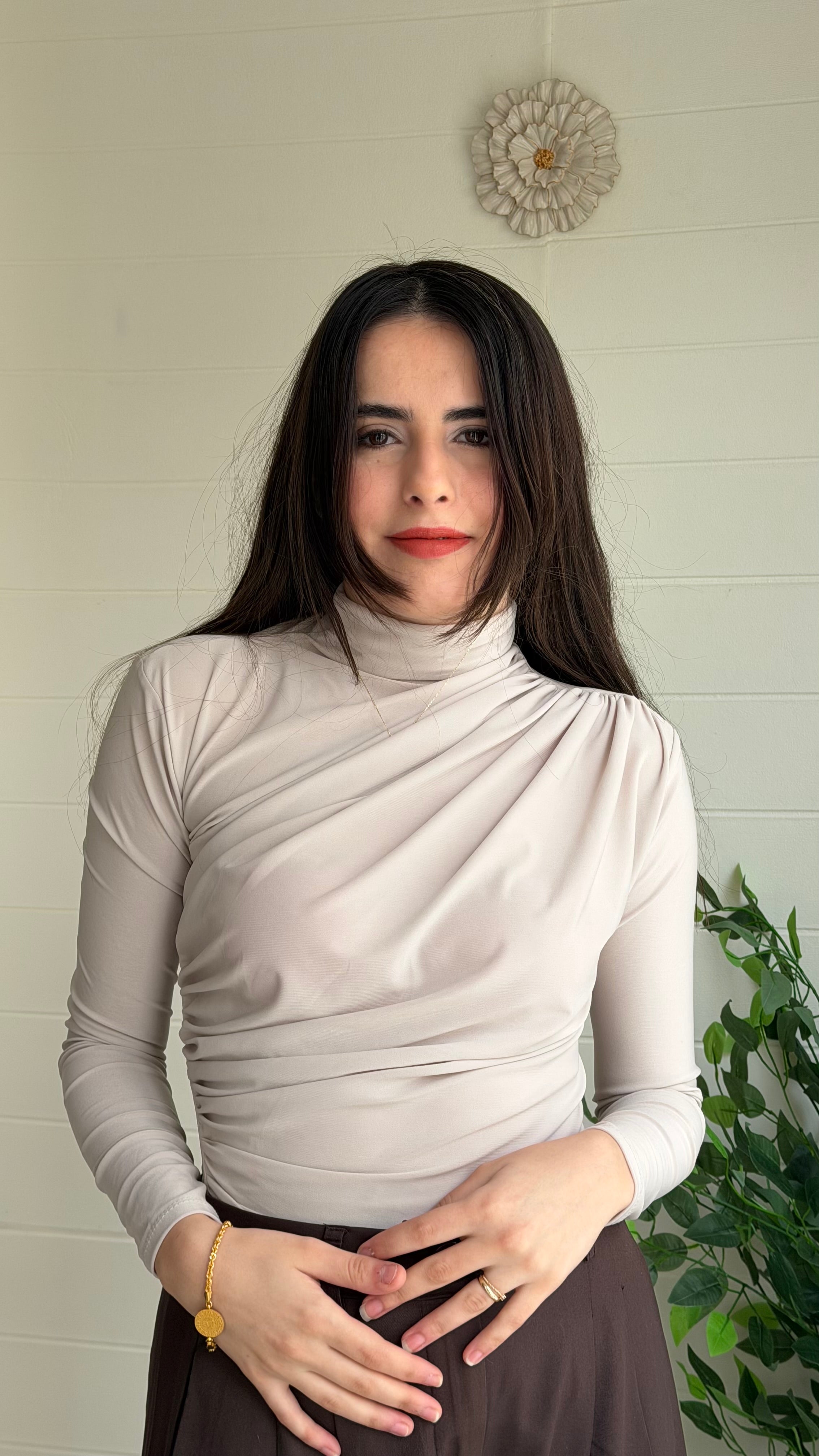 Omuz ve Bel Pile Bluz