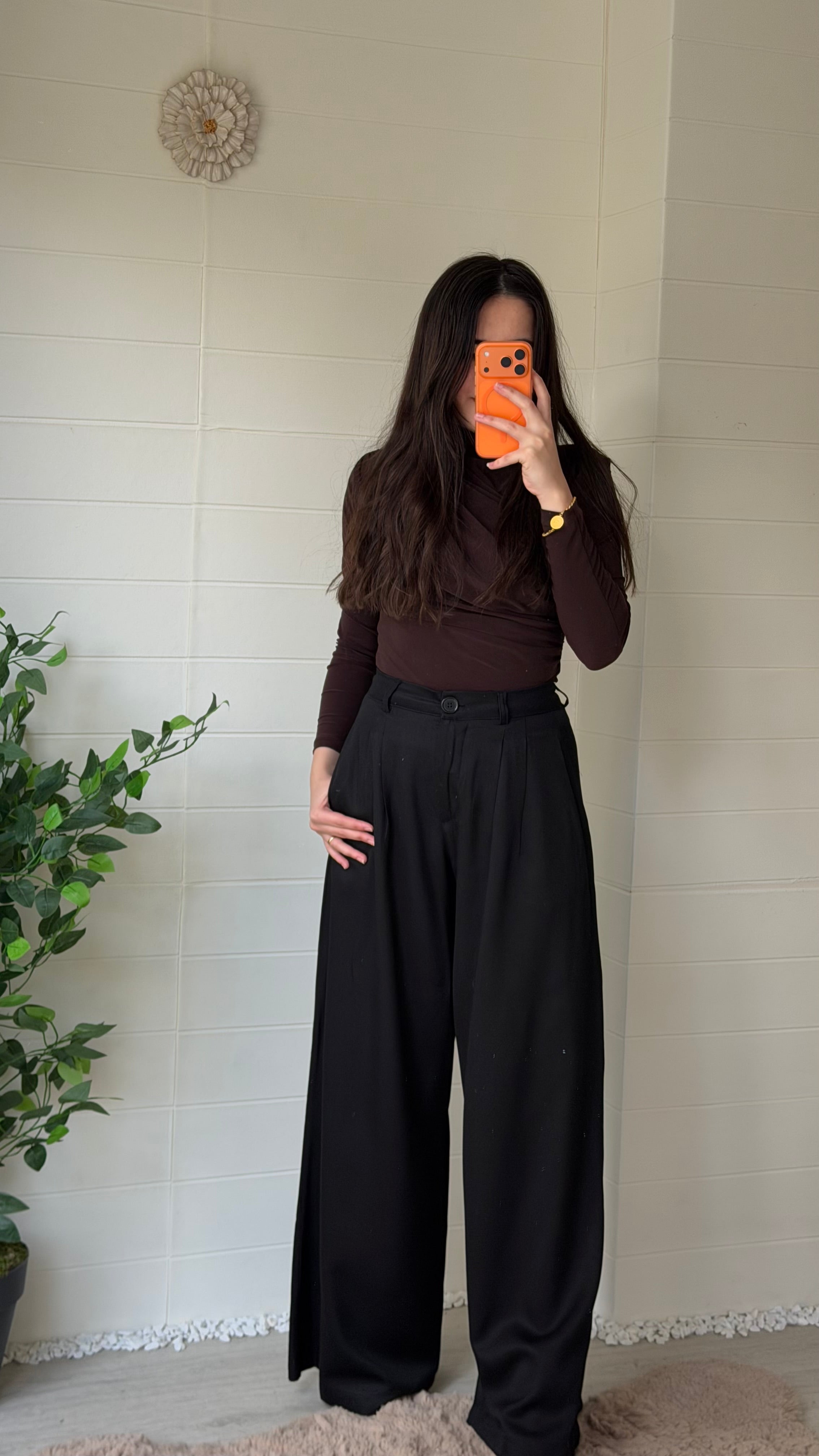 Pileli Bol Paça Pantalon