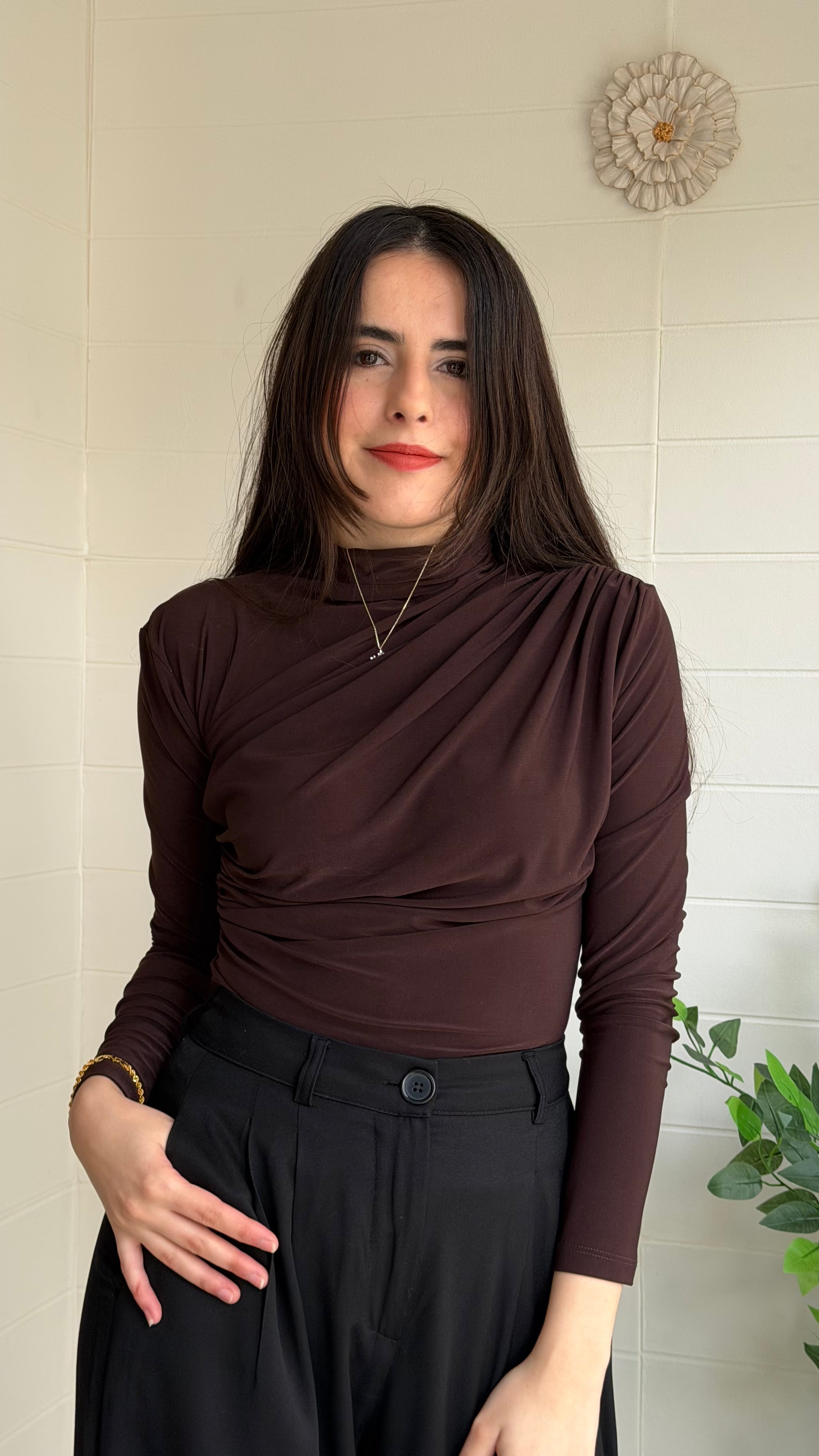 Omuz ve Bel Pile Bluz