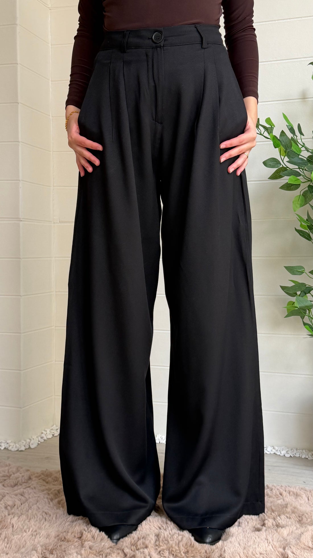 Pileli Bol Paça Pantalon