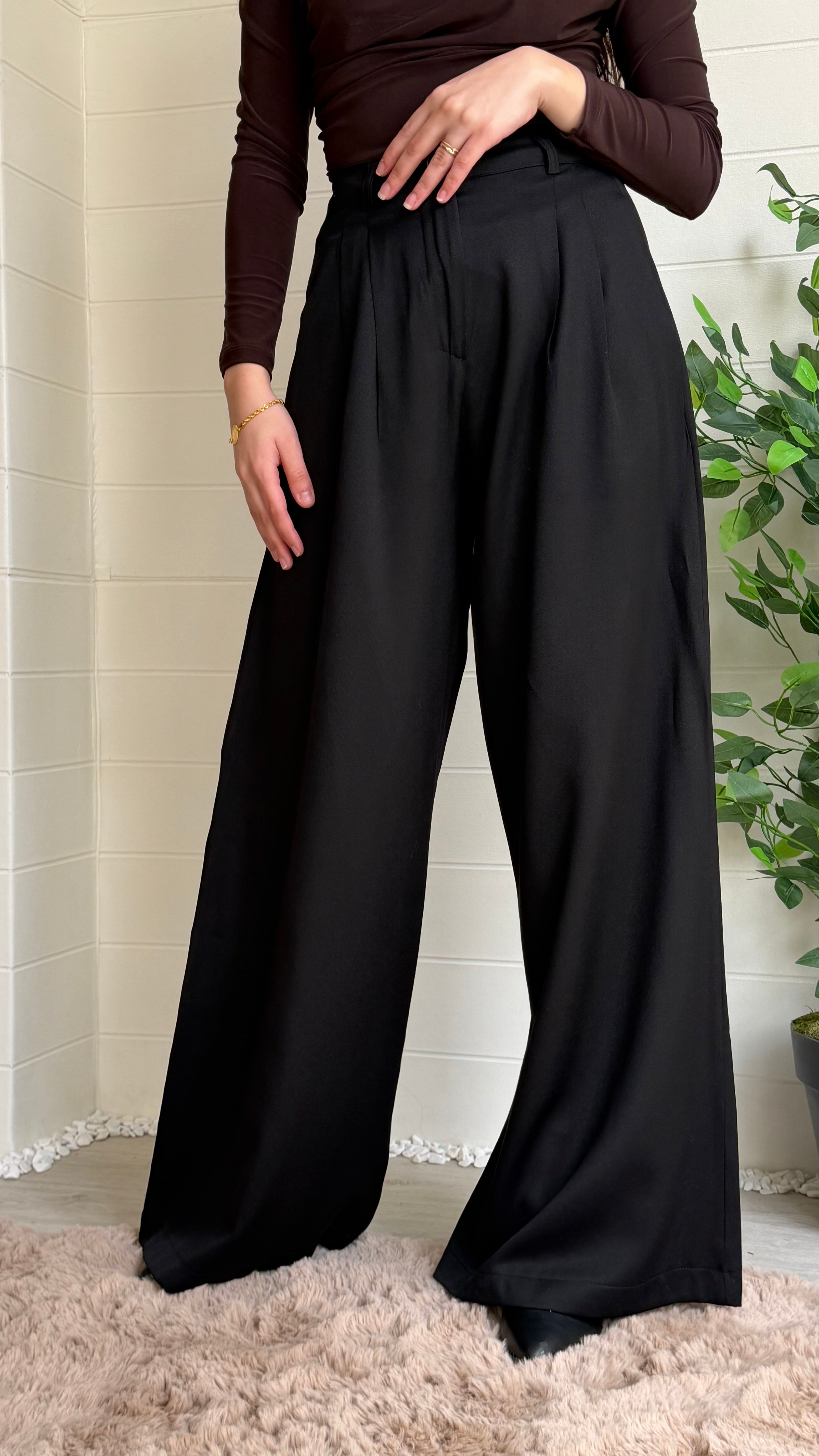 Pileli Bol Paça Pantalon