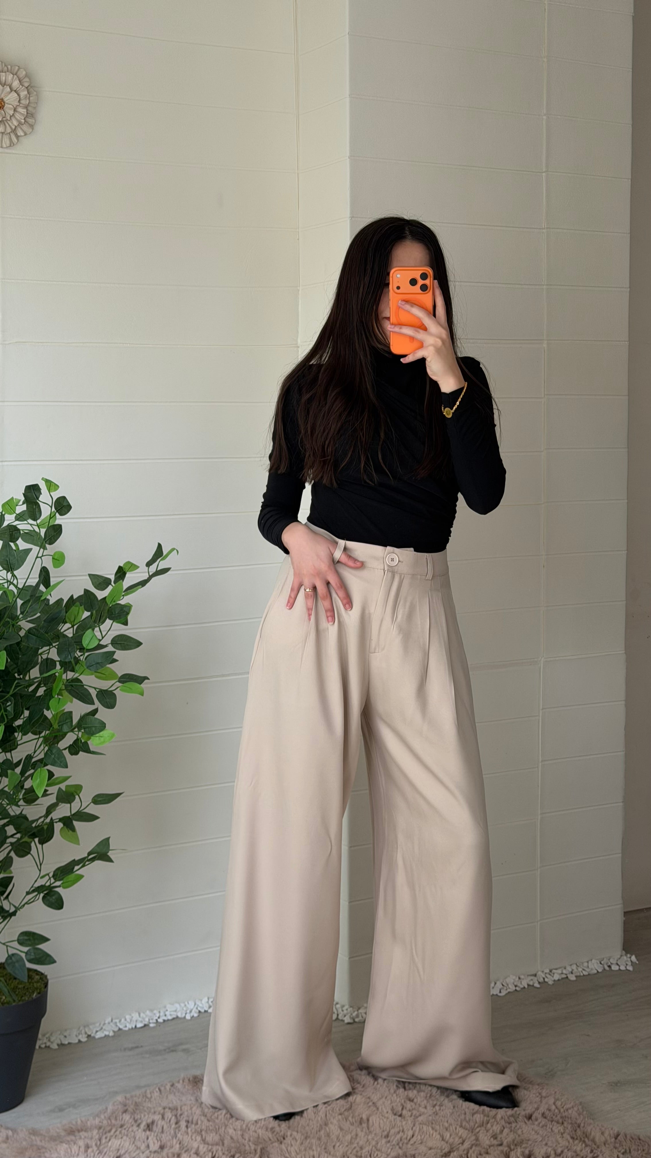 Pileli Bol Paça Pantolon