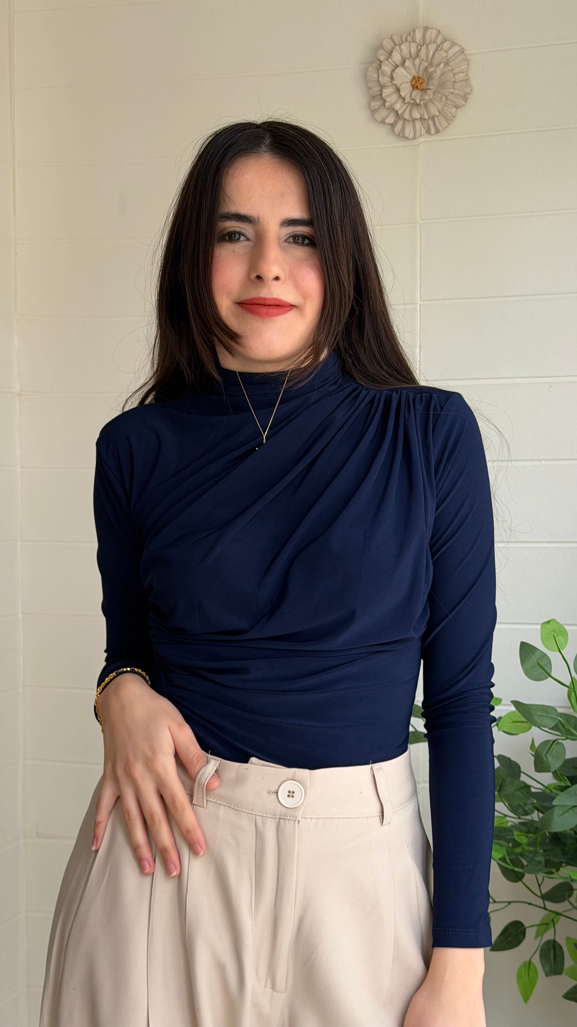 Omuz ve Bel Pile Bluz