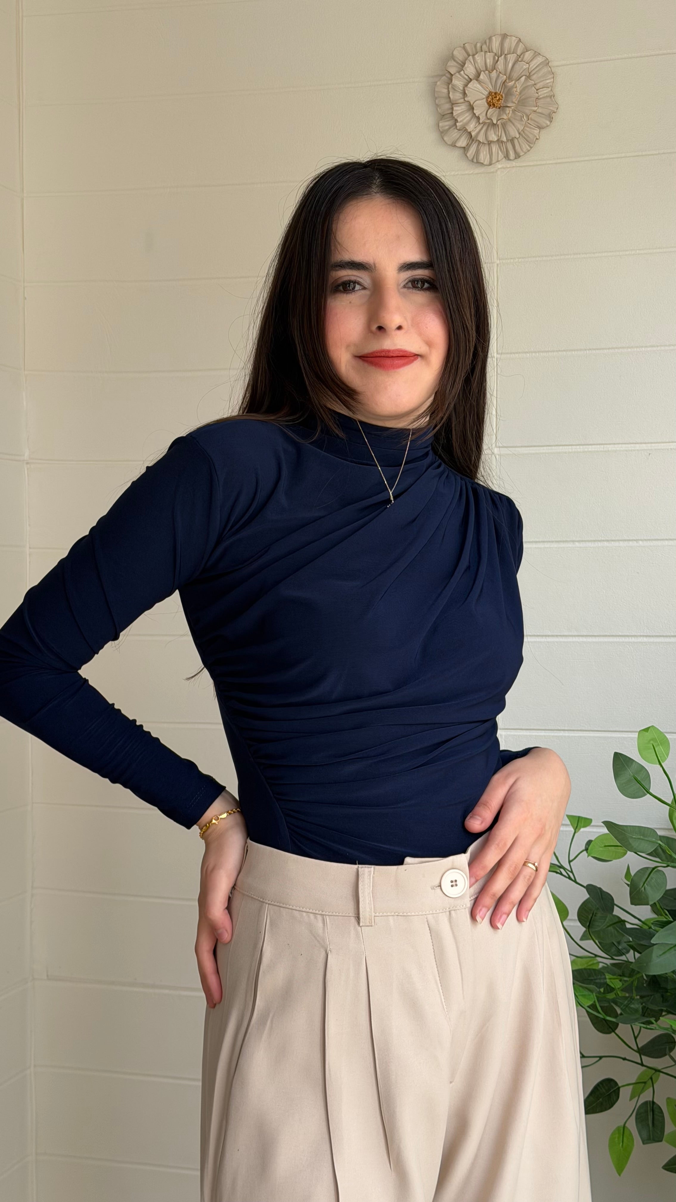 Omuz ve Bel Pile Bluz