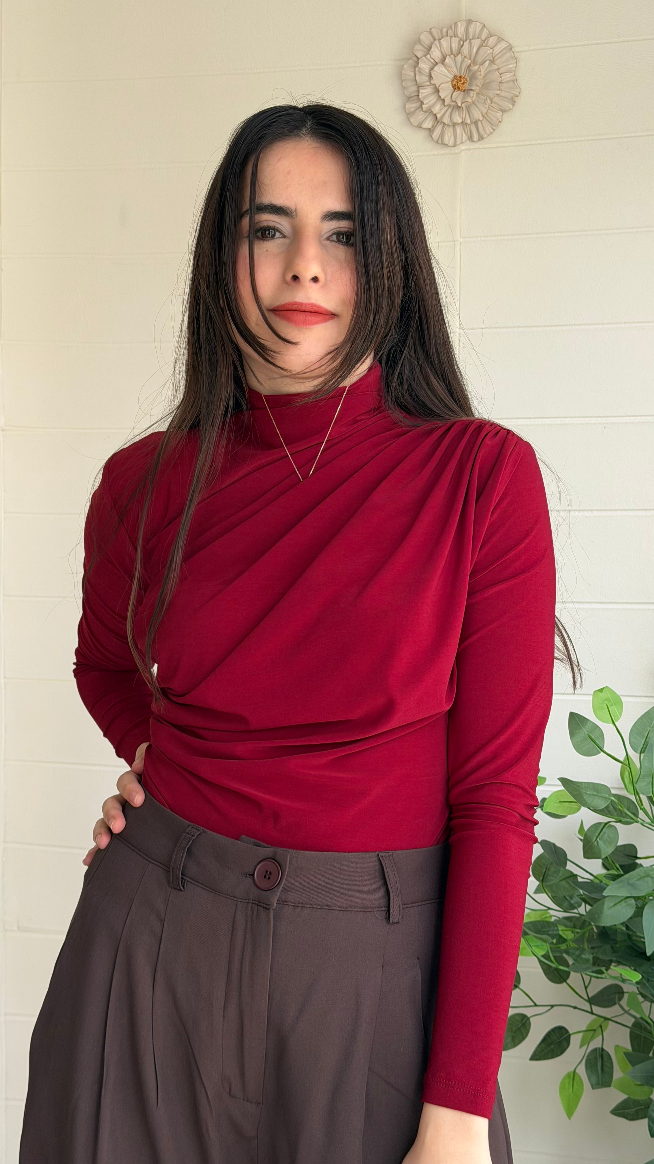 Omuz ve Bel Pile Bluz