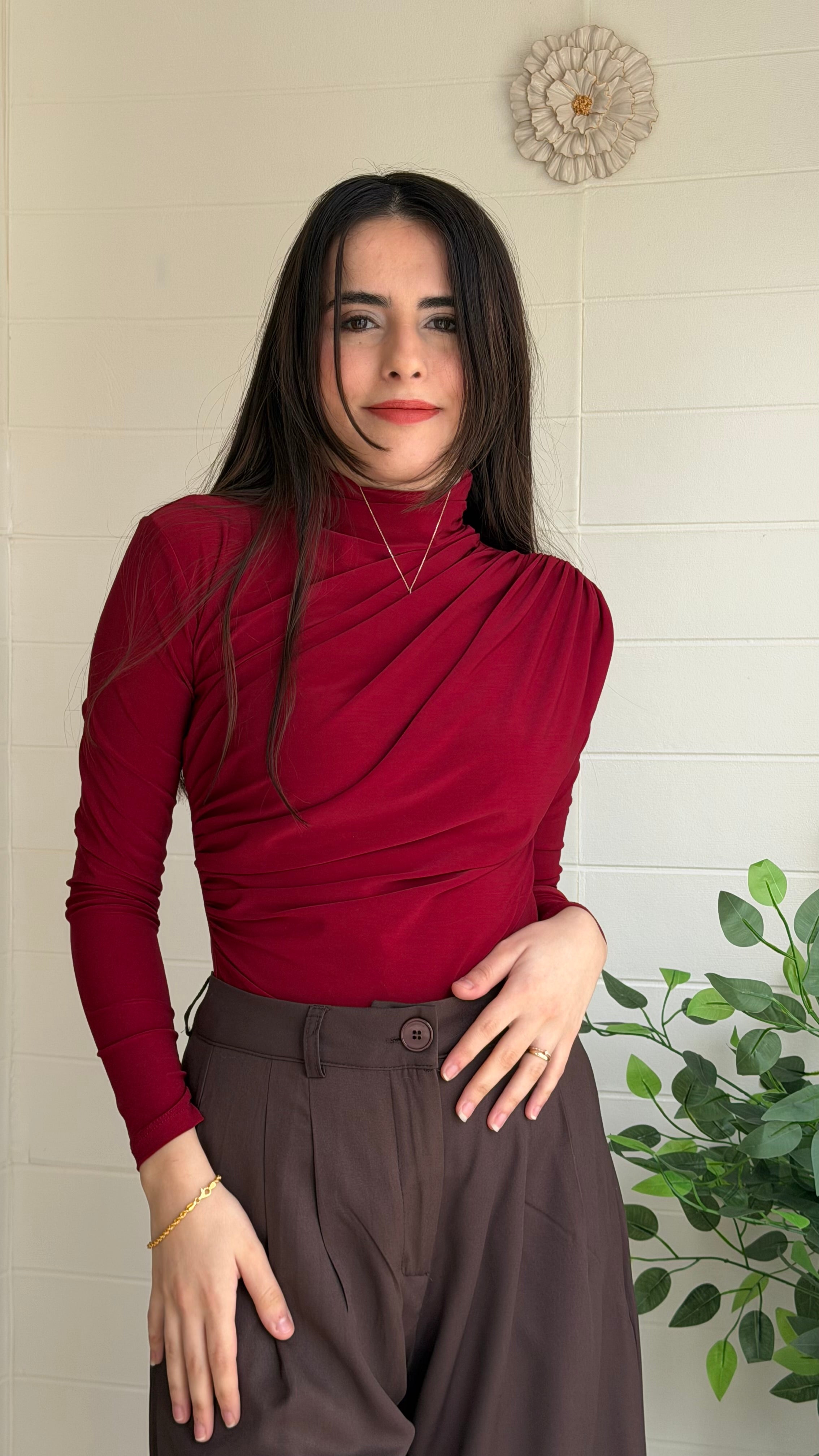 Omuz ve Bel Pile Bluz