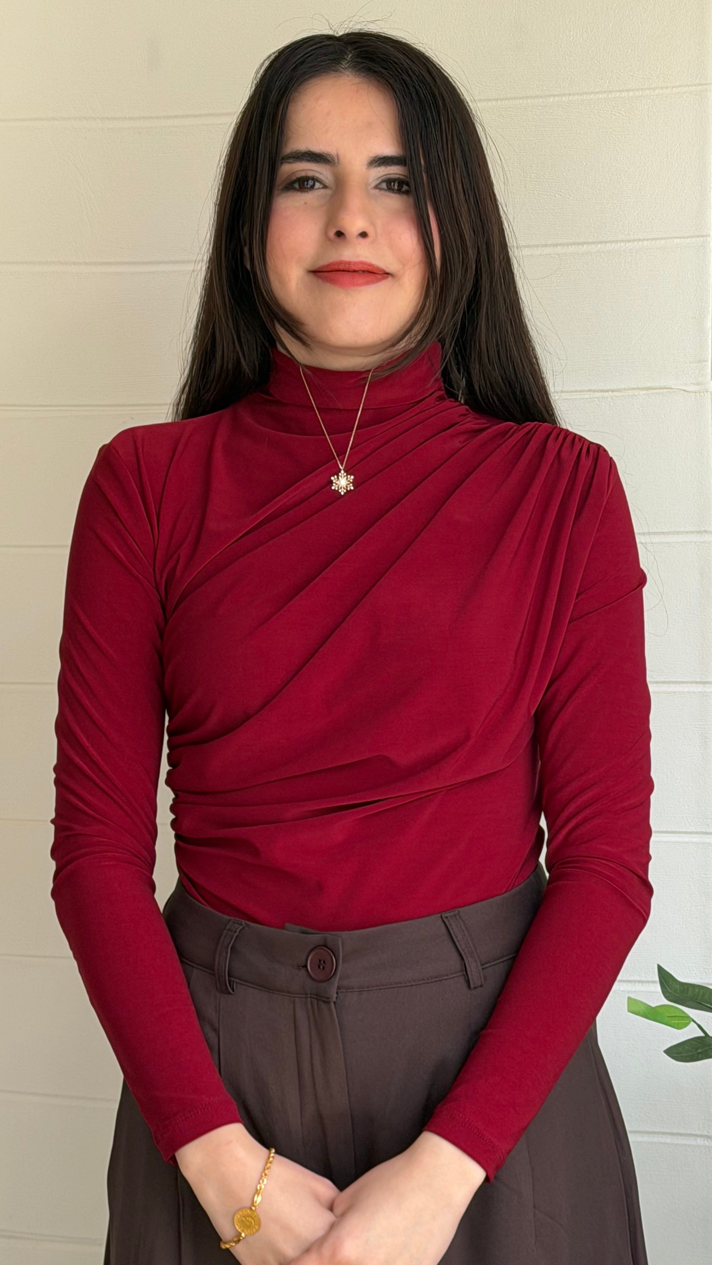 Omuz ve Bel Pile Bluz