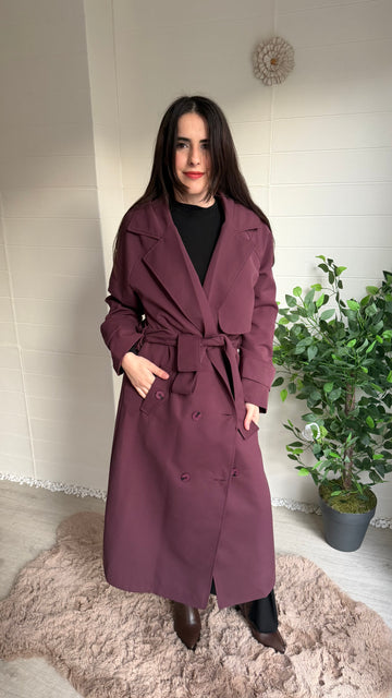 Uzun Düğmeli Sırtı Pelerin Trençkot