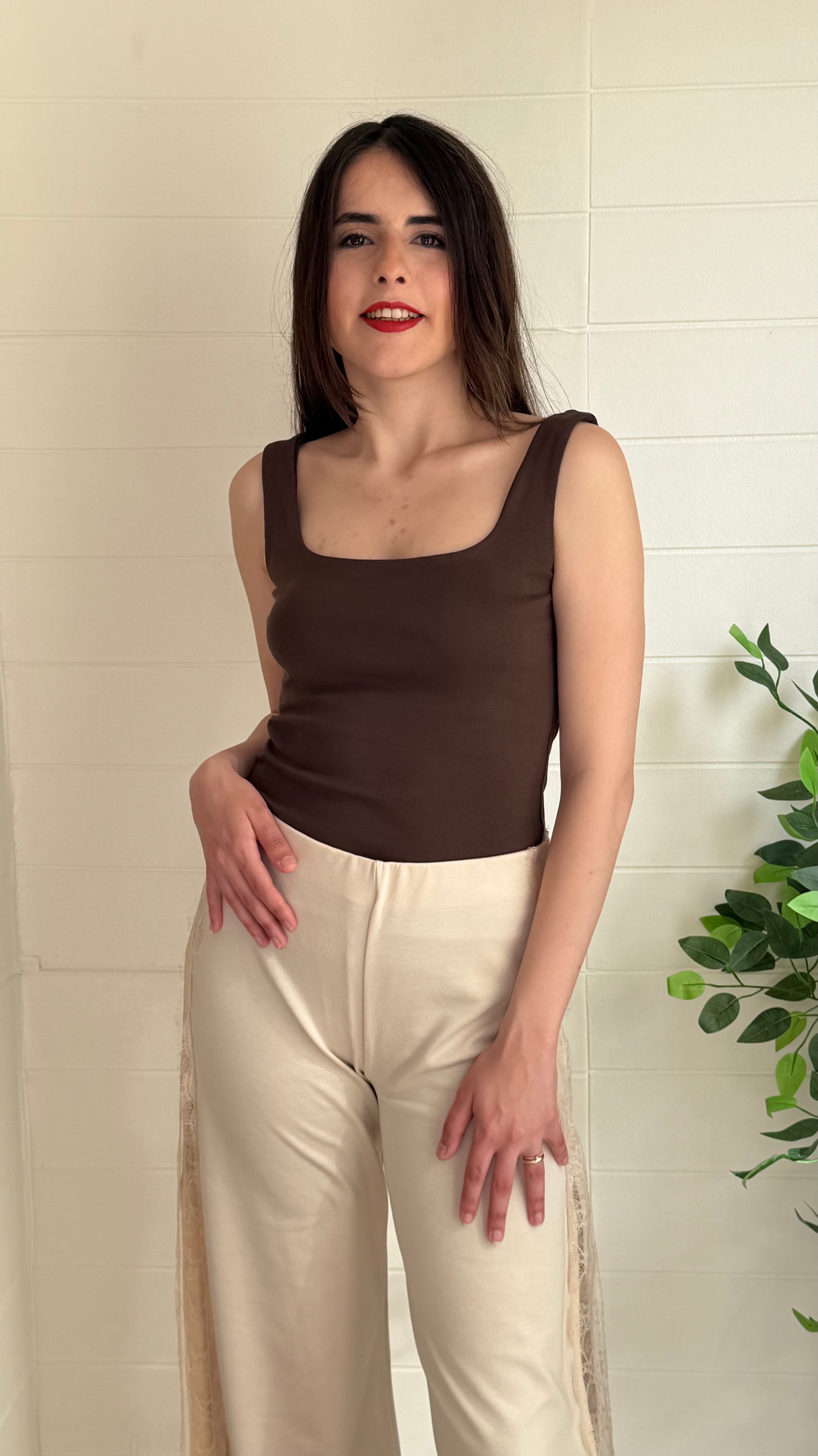 Askılı Kare Yaka Body Ribana