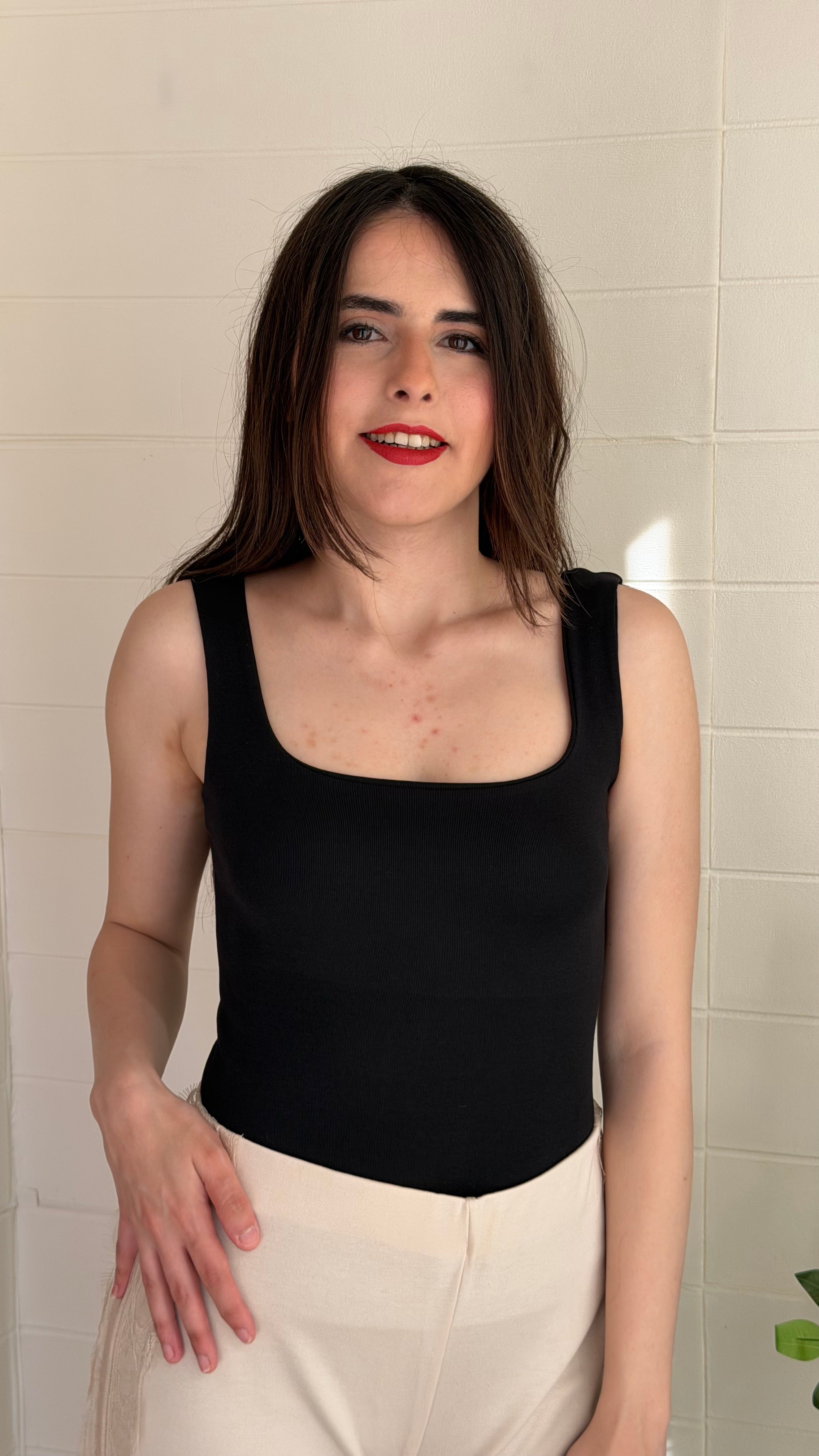 Askılı Kare Yaka Body Ribana