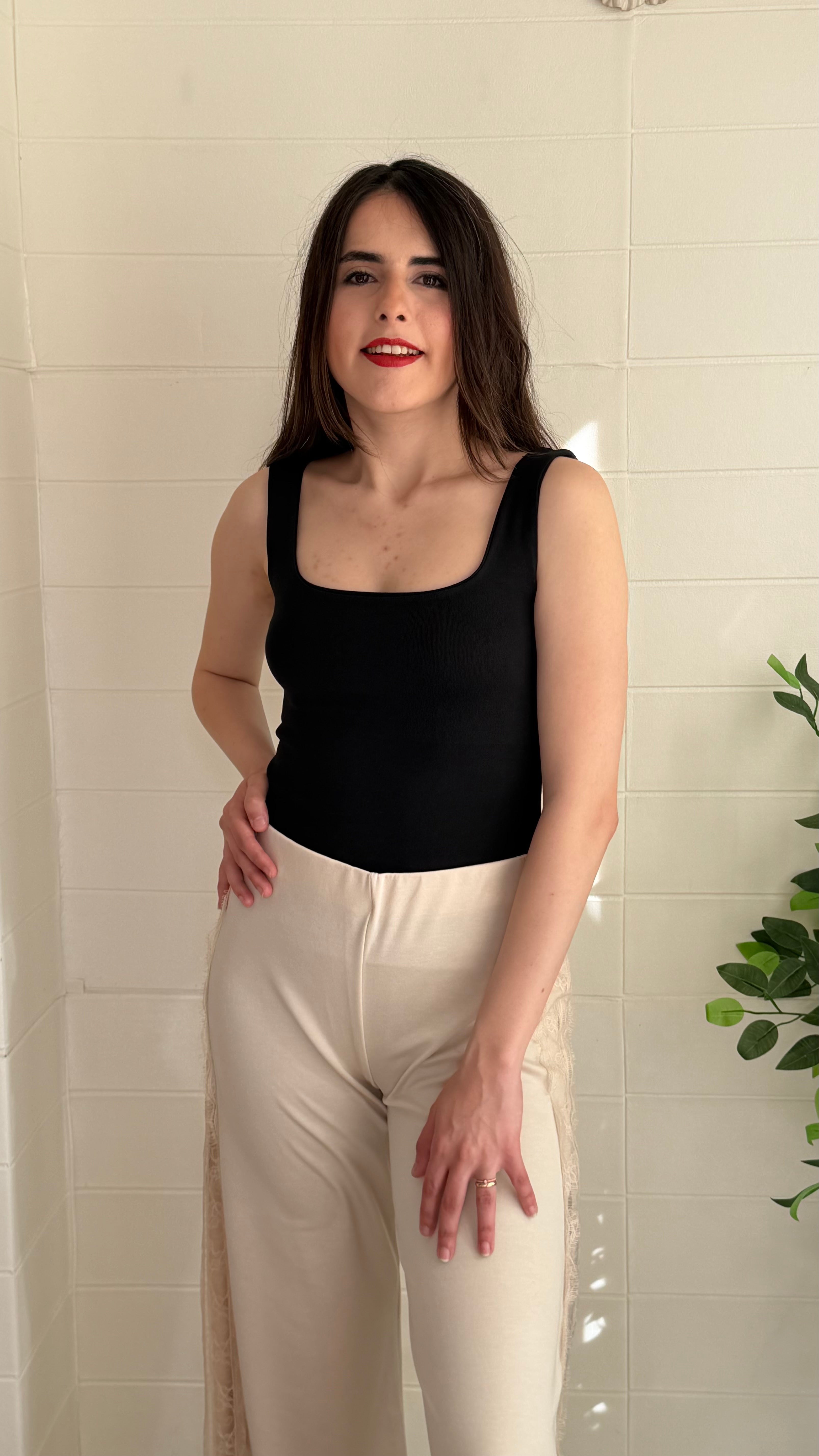 Askılı Kare Yaka Body Ribana