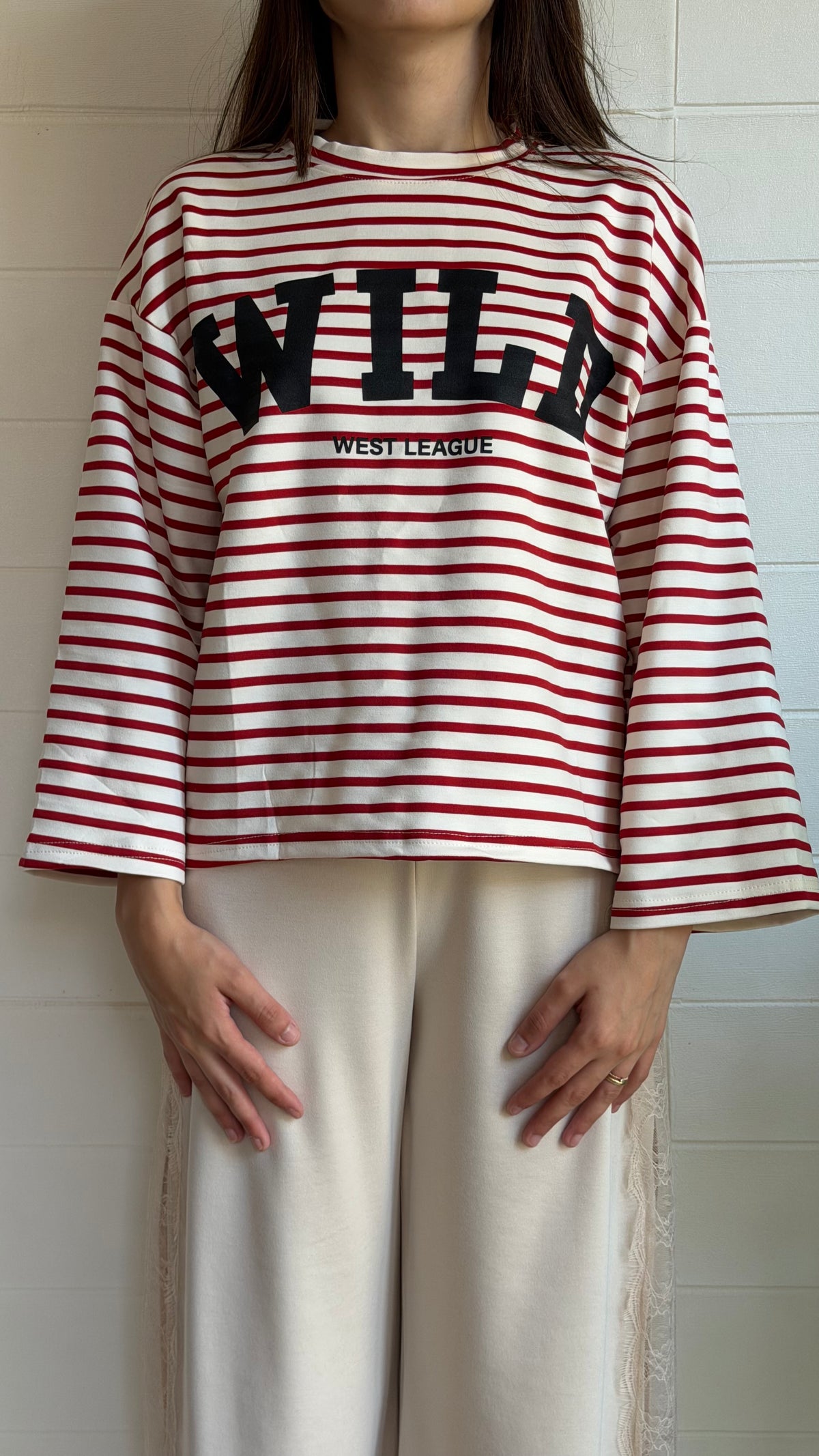 Çizgili WILD Baskılı Oysho Bluz