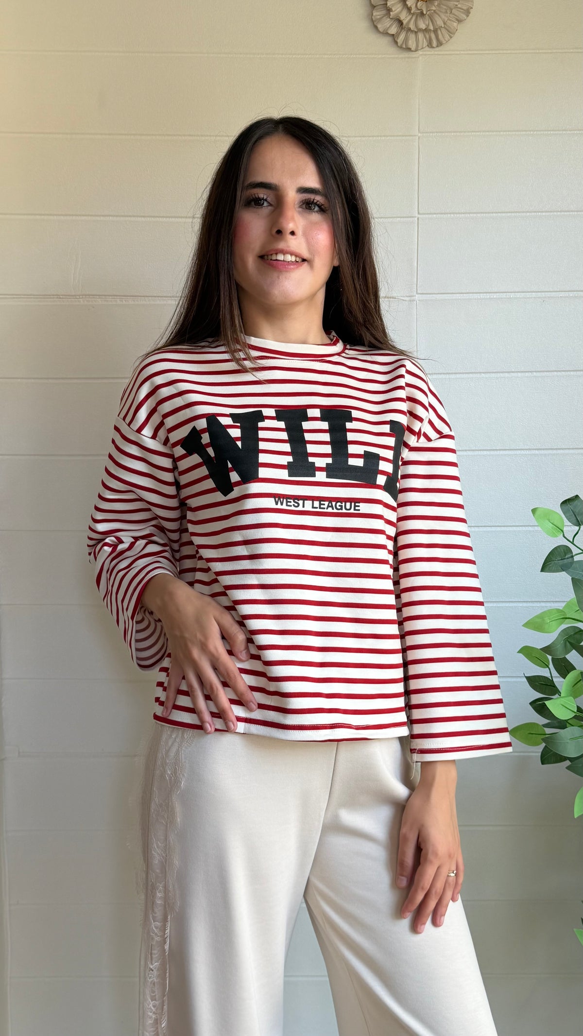 Çizgili WILD Baskılı Oysho Bluz