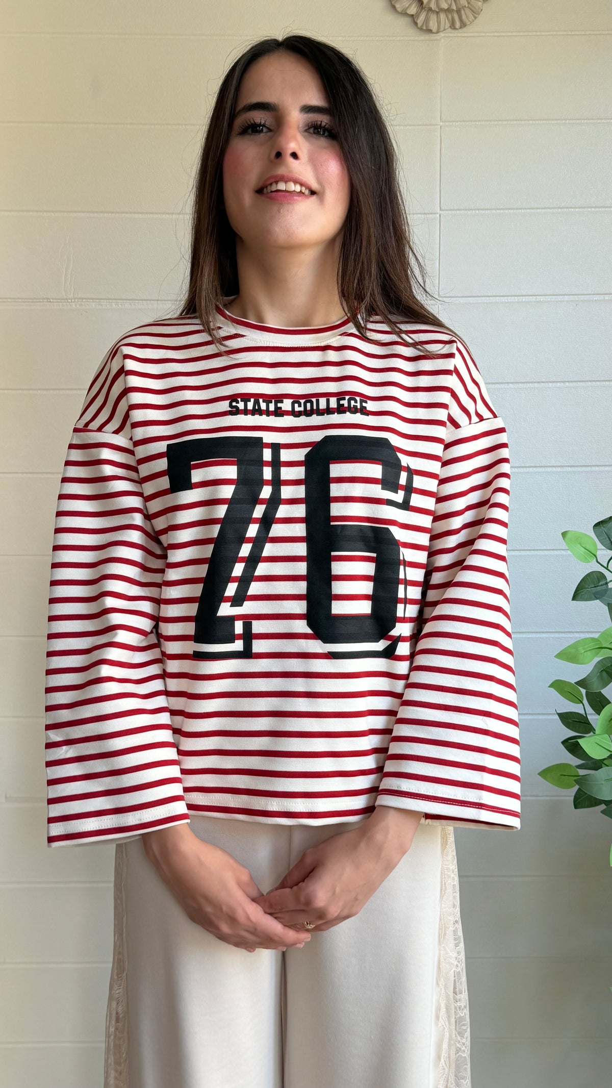 Çizgili 76 Baskılı Oysho Bluz